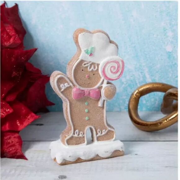 Glitter Gingerbread Cookie With Pink Lollipop - Picture 1 of 4